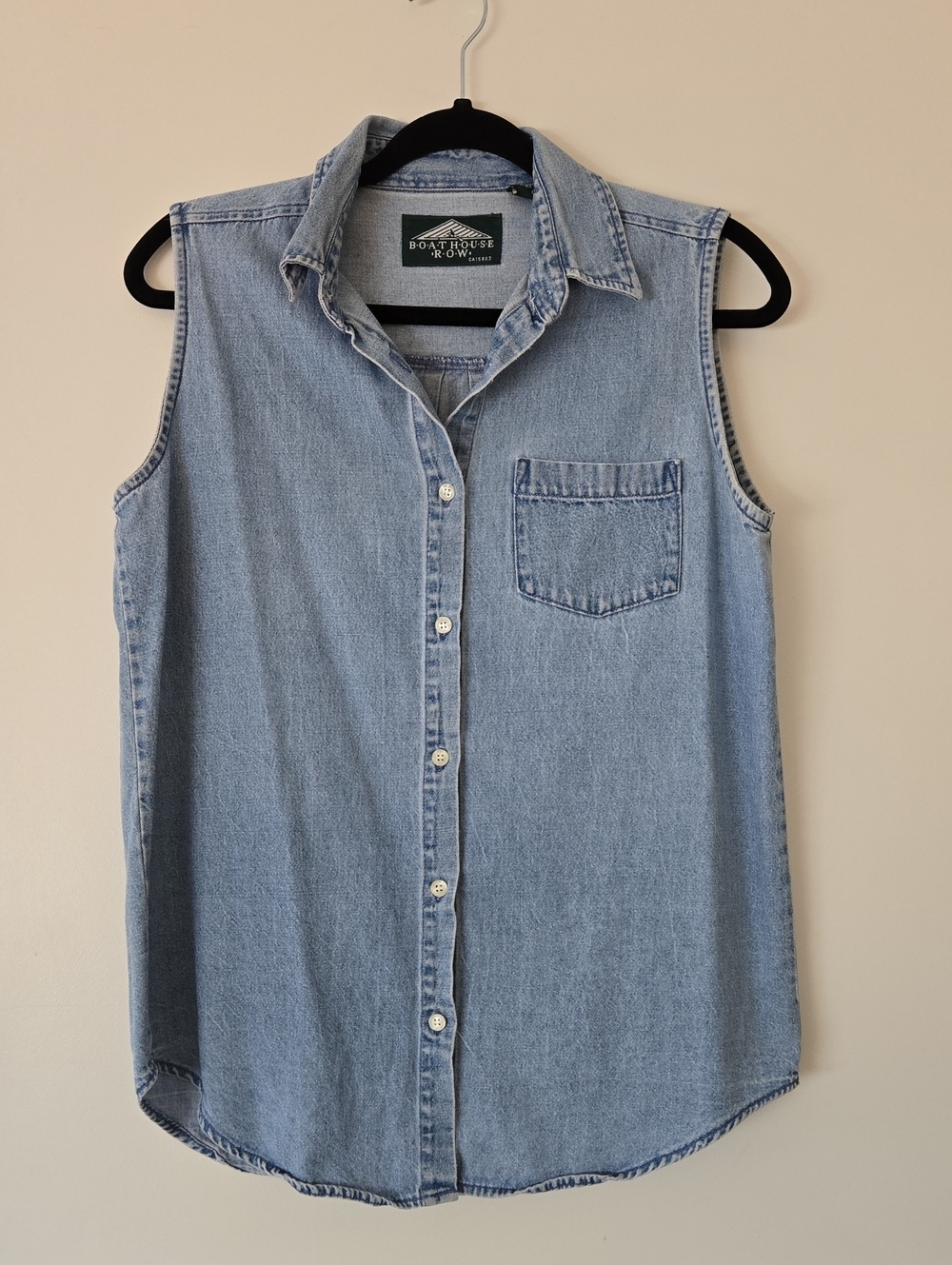 Sleeveless Light Blue Denim Shirt